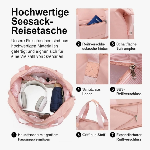 IMIOMO Travel 2 Piece Duffel Weekend Large Overnight Tote Bag.Blue/cream. NWOT - Picture 3 of 16